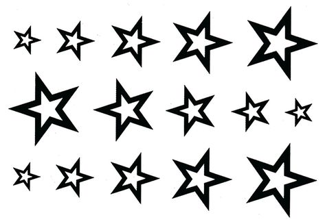 The tattoos on this sheet measure 3/4" to 1/4" each. Includes 2 Sheets. Application instructions are included. Item Condition: New 3 Stars Tattoo, Star Face Tattoo, Star Tattoo On Wrist, Custom Gold Necklace, Small Star Tattoos, Face Tattoos For Women, Simple Tattoos For Women, Rose Tattoos For Women, Band Tattoo Designs