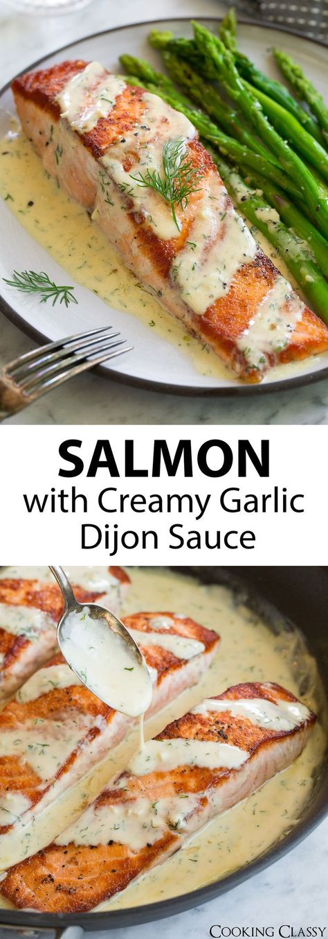 Garlic Dijon Sauce, Seafood Snacks, Salmon Recipe Pan, Seared Salmon Recipes, Dijon Sauce, Salmon Recipes Pan Seared, Garlic Butter Salmon, Pan Seared Salmon, Seared Salmon