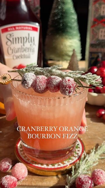 Lexi Harrison & Beth Sinclair on Instagram: "Cranberry Orange Bourbon Fizz 🥃🍊 #Ad21+ It only takes 5 minutes to make this festive holiday cocktail! RECIPE BELOW 👇 #DrinkResponsibly 

My family has been making a variation of this cocktail for several years at both Thanksgiving and Christmas and it’s always a hit! It’s also great for entertaining outside of the holidays because it’s so quick & easy to make. Plus, that color 😍 

You just need @drinksimply cranberry and orange juice, bourbon, lemon juice, maple syrup and club soda or ginger beer for topping! If you don’t like bourbon, you can use vodka or tequila instead. 

You can also easily make this into a non-alcoholic drink if you just leave out the bourbon! 

Bookmark the RECIPE below 👇 and tag us if you make it! 

Cranberry Orange Cranberry Orange Bourbon Fizz, Bourbon Fizz, Festive Holiday Cocktails, Bourbon Cocktail, Drink If, Boozy Drinks, Bourbon Cocktails, Cocktail Club, Alcoholic Drink