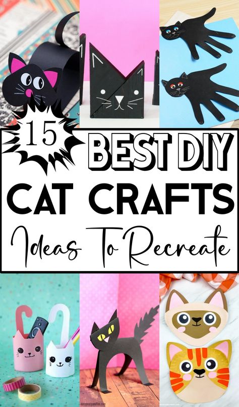 DIY Cat Crafts 1 Diy Cat Party Decorations, Diy Cat Crafts, Cat Craft Ideas, Cat Crafts For Kids, Cat Party Decorations, Love Your Pet Day, Cat Template, Diy Cat Toys, Cats Diy Projects