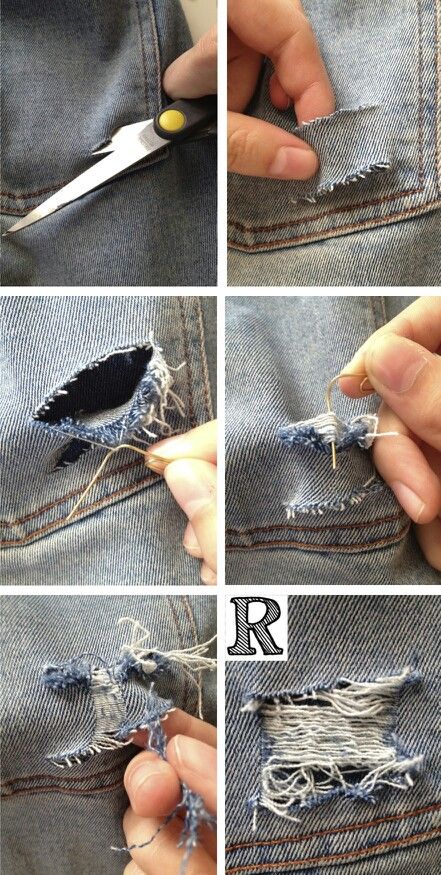 Ripped jeans Holes In Jeans, Diy Distressed Jeans, Jean Jacket Diy, Diy Ripped Jeans, Diy Denim Jacket, Jeans Trend, Diy Jeans, Diy Jacket, Denim Ideas