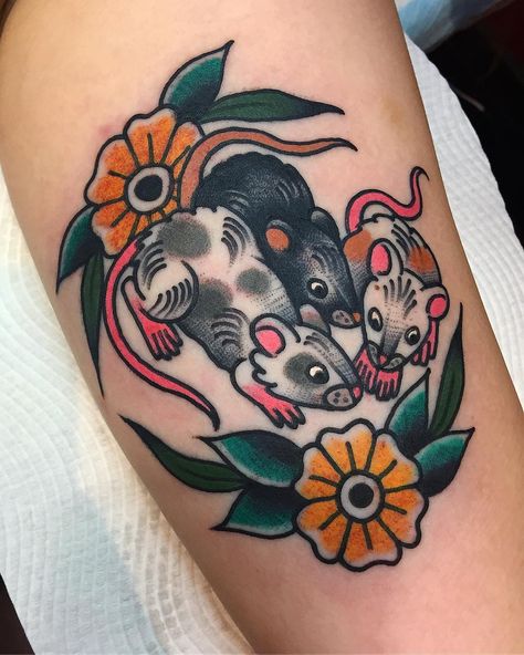 Cartoon Pet Tattoo, Rat Tattoo American Traditional, Jemima Puddleduck Tattoo, Cat Tattoos Traditional, American Traditional Mouse Tattoo, Rat In A Cage Tattoo, Mouse Tattoo Traditional, Cat And Mouse Tattoo, Rat Traditional Tattoo