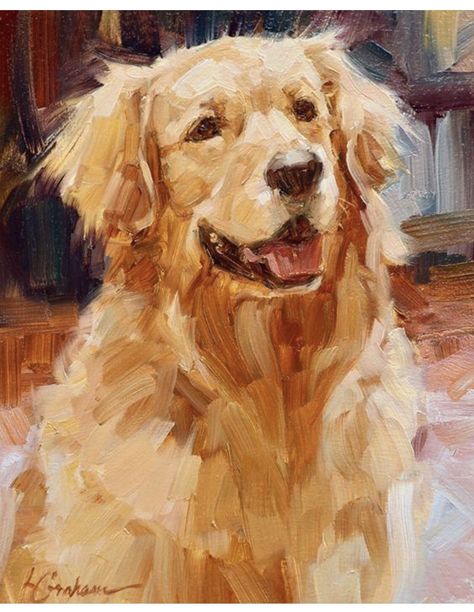 Cheri Christensen, Arte Ganesha, Golden Retriever Painting, Pet Portrait Paintings, Dog Portraits Painting, Arte Peculiar, Oil Painting Inspiration, 강아지 그림, Dog Painting