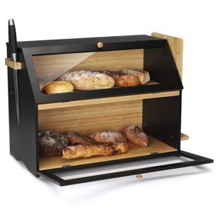 Bread Bin Ideas, Homemaker Aesthetic, Plexiglass Window, Bread Holder, Kitchen Counter Organization, Cabin Kitchen, Bread Storage, Bread Bin, Fruit Storage