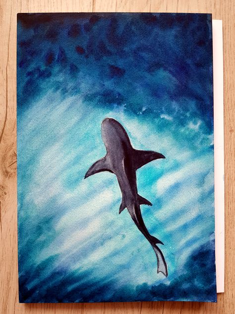 Marine Life Painting Acrylic Easy, Shark Painting Acrylic Easy, Sea Life Painting Acrylic, Simple Shark Painting, Whale Shark Painting Easy, Sea Life Painting Easy, Shark Painting Easy, Shark Acrylic Painting, Sea Creatures Painting