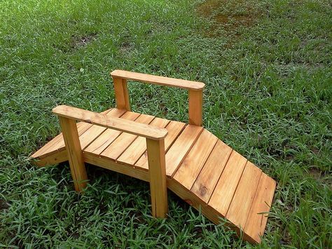 just keeping my self busy pallet foot bridge garden small stream, diy, outdoor living, pallet, woodworking projects Kandang Hamster, Pallet Woodworking, Bridge Garden, Kids Woodworking Projects, Popsicle Stick Houses, Kolam Koi, Outdoor Wood Projects, Outdoor Pallet, Woodworking Projects For Kids