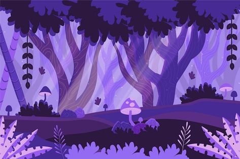 Vector Forest Illustration, Enchanted Forest Digital Art, Enchanted Forest Cartoon, Enchanted Forest Graphic Design, Magical Forest Drawing, Enchanted Illustration, Magic Forest Illustration, Night Forest Illustration, Magical Forest Illustration