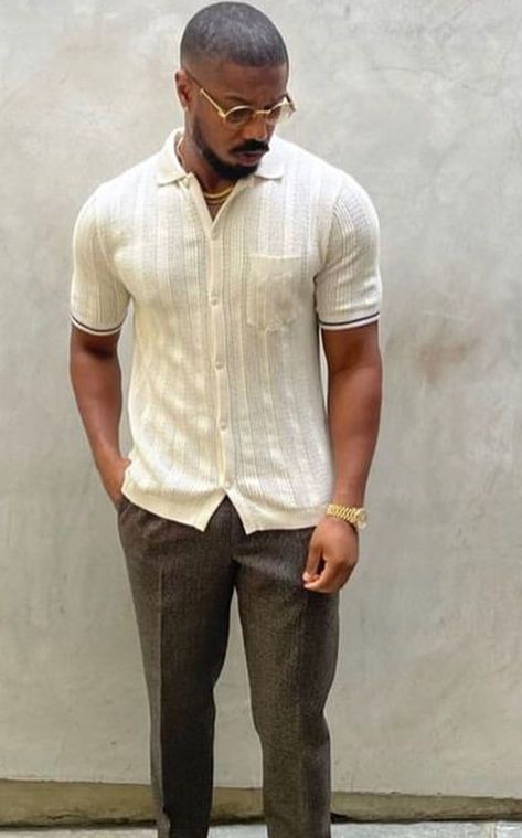 Slim Fit Outfits For Men, Outfit For Brown Skin Men, Michael B Jordan Style, Haircuts For Summer, Black Men Casual Style, Black Outfit Men, Look Sophisticated, Black Men Fashion Casual, Formal Men Outfit