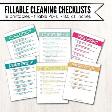 Chore Cards For Kids, Bathroom Checklist, Clean Room Checklist, Kitchen Checklist, Chore Cards, Room Checklist, Cleaning Checklists, Family Binder, Age Appropriate Chores