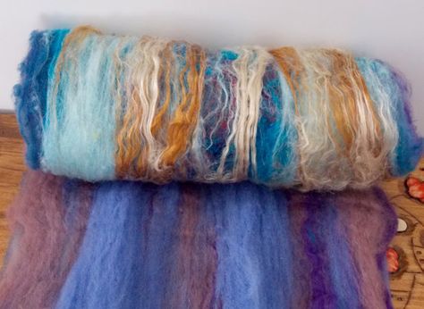 Art batt for spinning yarn 3.5 oz/99 g by CreationsChristine Embroidery Creative, Wool Batts, Yoga Mats Design, Art Batts, Creative Textiles, Textile Projects, Spinning Yarn, Free Textures, Wool Art