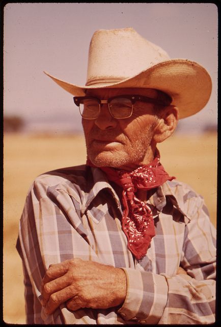 Owner Harlar Prine looking over his wheat field on the edge of the Colorado River in the Palo Verde Valley, May 1972 by The U.S. National Archives, via Flickr Cowboy Portrait, Cowboy Photography, Kodak Photos, Cowboy Wedding, Still Picture, Retro Film, Western Vintage, Wheat Field, Print Photography