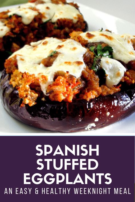 Spain Dishes, Recipes From Spain, Spanish Dinner, Evening Food, Spanish Cooking, Eggplant Recipes Easy, Stuffed Eggplant, 2023 Recipes, Mediterranean Meals