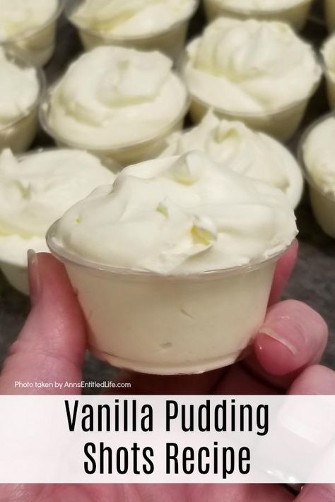 Whipped Vodka Pudding Shots, Vanilla Pudding Shots With Vodka, Whipped Jello Shots, Wedding Cake Pudding Shots, Vanilla Pudding Shots Recipes, Frozen Pudding Shots, Pudding Shots With Whipped Vodka, Birthday Pudding Shots, Pudding Shots Cheesecake