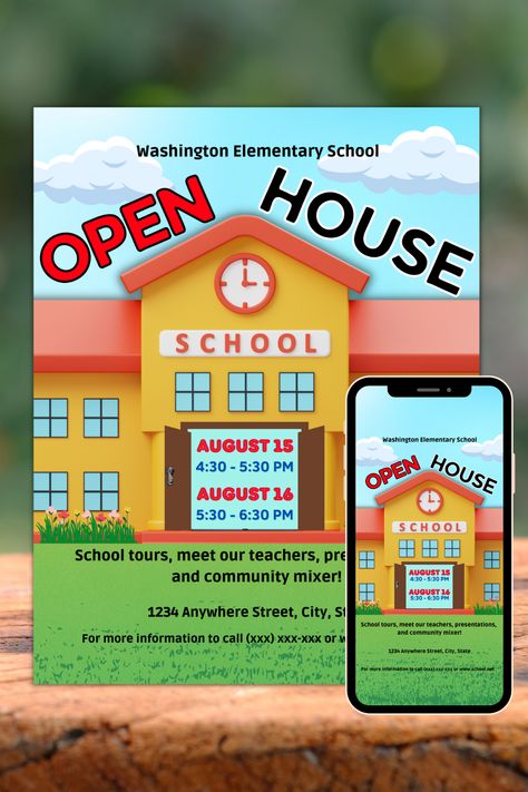 Open House School, Preschool Open House, Pto Flyers, Education Flyer, Open House Flyer, Preschool Prep, School Open House, School Pto, Teacher School