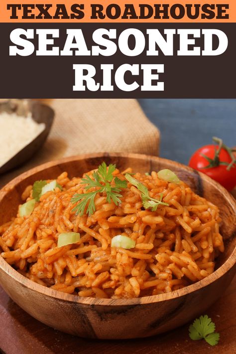 This copycat recipe for Texas Roadhouse seasoned rice is so easy and so good! Skip boxed rice and make this tasty homemade dish instead. Copycat Chilis Mexican Rice, Texas Roadhouse Rice Recipe, Texas Roadhouse Rice, Roadhouse Rice, Texas Roadhouse Seasoned Rice, Seasoned Rice Recipe, Rice Casseroles, White Rice Recipes, Seasoned Rice Recipes