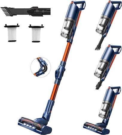 Amazon.com - Whall Cordless Vacuum Cleaner, Upgraded 25Kpa Suction 280W Brushless Motor Cordless Stick Vacuum Cleaner, Lightweight Handheld Vacuum for Home Pet Hair Carpet Hard Floor, up to 55mins Runtime,Blue Cordless Stick Vacuum Cleaner, Roller Brush, Cordless Vacuum Cleaner, Stick Vacuum, Kitchen Store, Cordless Vacuum, Handheld Vacuum, Hard Floor, Brushless Motor