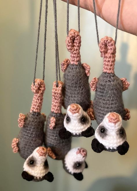 Possum Crochet, Crochet Possum, Crochet Plastic Canvas, Plastic Canvas Cross Stitch, Plastic Canvas Cross, Canvas Cross Stitch, Car Hangers, Ball Of Yarn, Crochet Cow