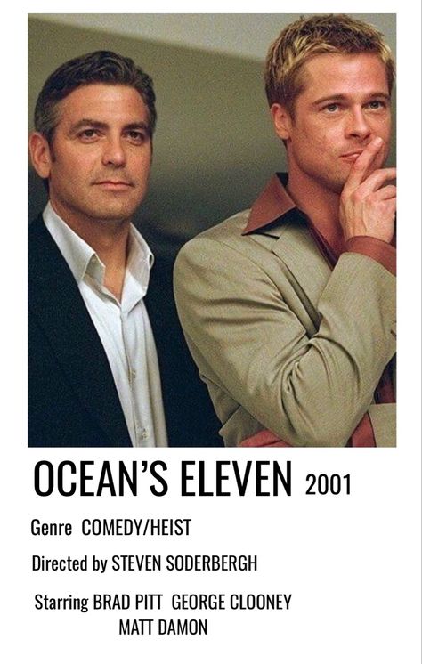 Oceans eleven movie polaroid poster brad pitt george clooney matt damon oceans 12 oceans 13 Oceans Eleven Movie Poster, Ocean's Eleven Poster, Ocean's 11 Poster, Brad Pitt Oceans, Brad Pitt Poster, Oceans Movies, Matt Damon Oceans 11, Oceans 12 Aesthetic, George Clooney Oceans 11