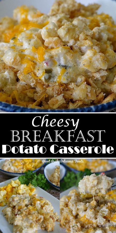 Cheesy Breakfast Potato Casserole is an easy breakfast potato recipe loaded with cheese and makes a delicious meal. Cheesy Breakfast Potatoes, Breakfast Potato, Cheesy Breakfast, Breakfast Potato Casserole, Healthy Brunch Recipes, Breakfast For A Crowd, Healthy Brunch, Breakfast Goodies, Potatoe Casserole Recipes