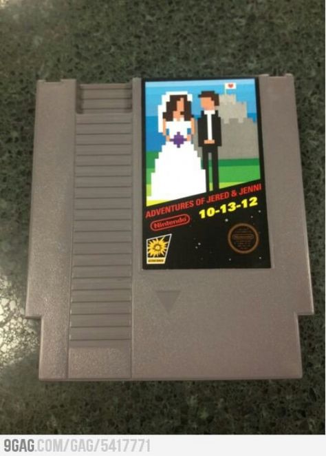 Nintendo Cartridge with wedding date on it Geek Wedding Invitations, Original Wedding Invitations, Video Game Wedding, Gamer Wedding, Nerd Wedding, Nerdy Wedding, Funny Wedding Invitations, Geek Wedding, Game Themes