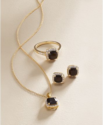 Macy's 3-Pc. Set Onyx & Diamond Accent Pendant Necklace, Ring and Stud Earrings in 14k Gold-Plated Sterling Silver & Reviews - Jewelry & Watches - Macy's Gold And Pearl Necklace, Weight Watchers Soup, Diamond Pendants Designs, Fancy Jewelry Necklace, Modern Gold Jewelry, Gold Jewelry Simple Necklace, Handmade Gold Jewellery, Real Gold Jewelry, Indian Jewellery Design Earrings