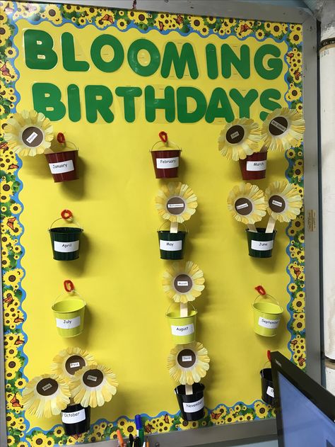 Birthday chart Birthday Classroom Display Nature, Birthday Chart For Teachers, Sunflower Birthday Board Classroom, Preschool Classroom Birthday Board, June Birthday Board Ideas, Bday Chart For Classroom, Birthday Charts For Classroom Ideas, Creative Birthday Charts For Classroom, Birthday Charts For Preschool