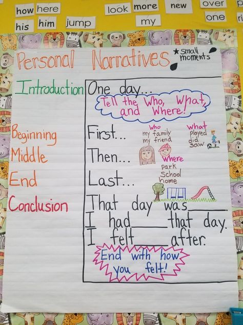 Personal Narrative Anchor Chart 1st, Narrative Anchor Chart First Grade, Writing Narratives 1st Grade, Personal Narrative 1st Grade, Personal Narrative Anchor Chart 2nd, Narrative Writing Anchor Chart 1st, Recount Writing Anchor Chart, Personal Narrative First Grade, Small Moment Writing First Grade