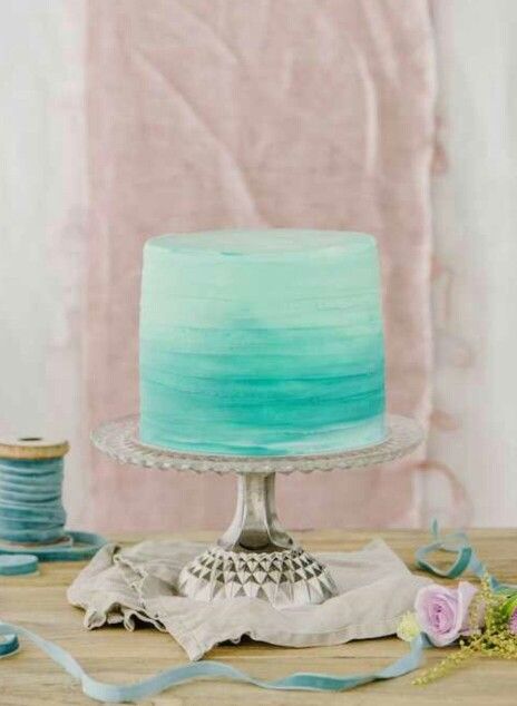 Pastel ombre cake Ombre Cakes, Turquoise Cake, Moana Birthday Cake, 21st Bday Ideas, 10 Birthday Cake, 50th Cake, Christening Cakes, Rainbow Birthday Cake, Beach Cakes