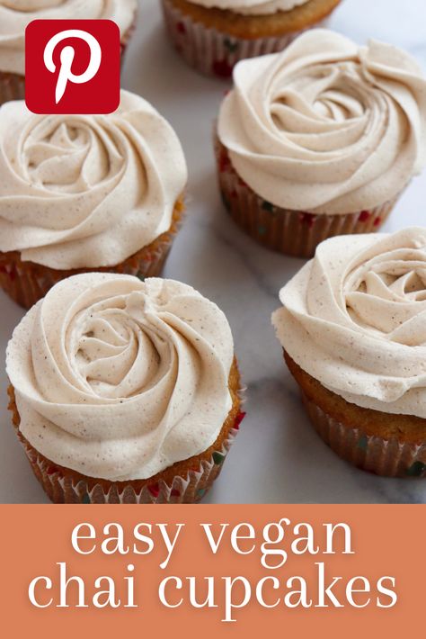 Vegan Chai Cake, Chai Cupcakes, Chai Cake, Cinnamon Cupcakes, Delicious Cupcakes, Chai Recipe, Vegan Cakes, Vegan Cupcakes, Vegan Cookbook