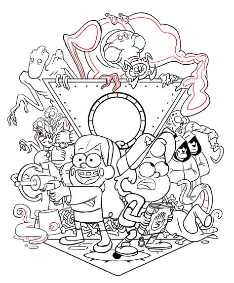 Gravi-Team Falls Fall Drawings, Desenhos Gravity Falls, Dipper And Mabel, Fall Tv, Dipper Pines, Gravity Falls Art, Free Adult Coloring Pages, Fall Coloring Pages, Desenho Tattoo