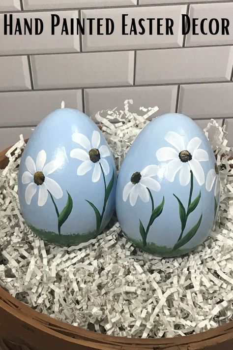 These Large hand painted Easter eggs would make nice basket fillers. These and other styles are now available in my Etsy shop Painting Eggs Ideas Simple, Ceramic Egg Painting Ideas, Egg Painting Ideas Easy, Painted Wooden Eggs Easter Ideas, Paint Wooden Eggs, Easter Egg Painting Ideas Simple, Easy Egg Painting Ideas, Easter Egg Painting Ideas, Egg Painting Ideas