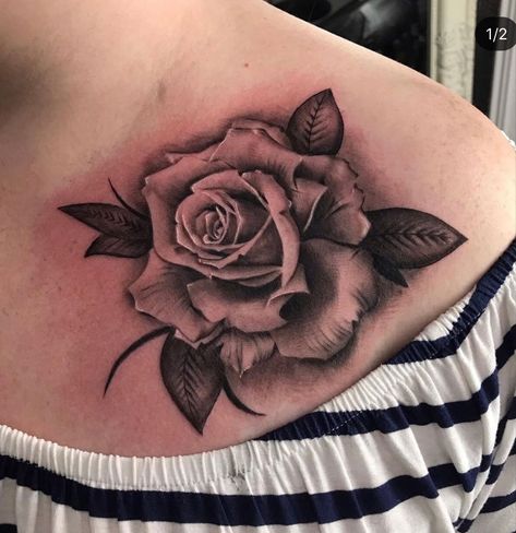 Rose Shading, Black And Grey Rose Tattoo, Fake Skin Tattoo, Black And White Flower Tattoo, Shading Tattoo, Tattoo Black And Grey, Realistic Rose Tattoo, Rose Flower Tattoos, Black And Grey Tattoo