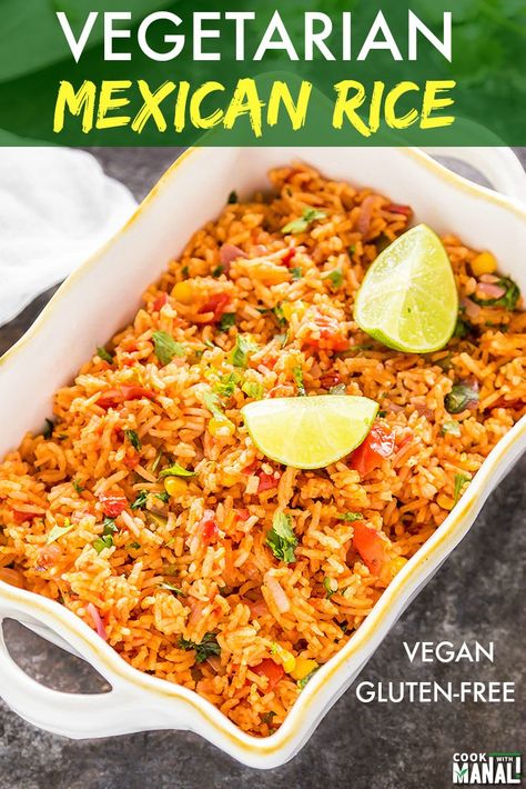 Antigua Recipes, Vegan Spanish Rice Recipe, Antigua Food, Vegan Spanish Rice, Burrito Rice, Vegan Mexican Rice, Weird Recipes, Side Vegetables, Mexican Rice Easy