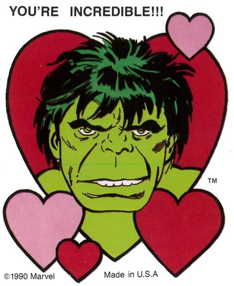 vintage Valentine, Marvel Marvel Valentines Cards, Marvel Valentines, Incredible Hulk Tv, Classic Valentines, Funny Valentines Cards, Printable Valentines Cards, Doodle Tattoo, Printable Valentines, Vintage Valentine Cards