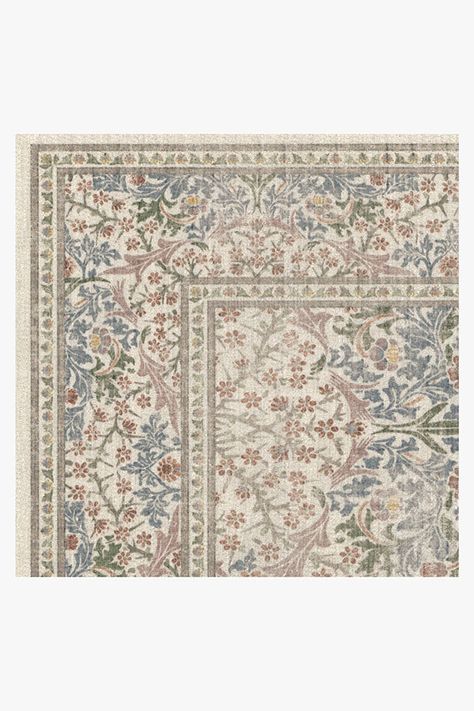 Morris & Co. Blackthorn Ivory Rug Cottage Core Living Room, Kid Friendly Rugs, Fairy Bedroom, Woodland House, Ruggable Rug, Cute Cottage, John Henry, Washable Rug, Ivory Rug