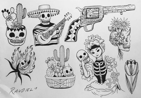 Small Tattoos Sleeve, Dia De Los Muertos Tattoo Ideas, Small Mexican Tattoo, Mexico Inspired Tattoo, Mexico Tattoo Ideas, Traditional Mexican Tattoo, Marionette Tattoo, Mexican Tattoo Ideas, Mexican Heritage Tattoos