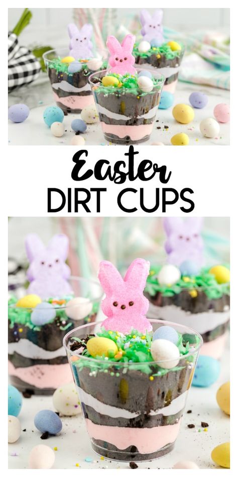 Dirt Cups Easter, Oreo Dirt Dessert, Dirt Dessert Recipe, Dirt Dessert, Easter Deserts, Oreo Dirt, Easter Party Food, Dirt Cups, Cake Cups