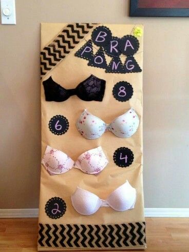 Bra Pong Bridal Shower Game Bra Pong, Hen Night Ideas, Fun Bridal Shower Games, Hen Party Games, Bridal Games, Bridal Bachelorette Party, Wedding Shower Games, Lingerie Shower, Lingerie Party