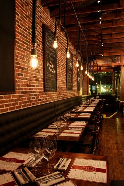 Banquette Seating Restaurant, Pub Interior, Industrial Restaurant, Pub Design, Rustic Restaurant, Restaurant Seating, Bar Interior Design, Edison Lighting, Restaurant Lighting