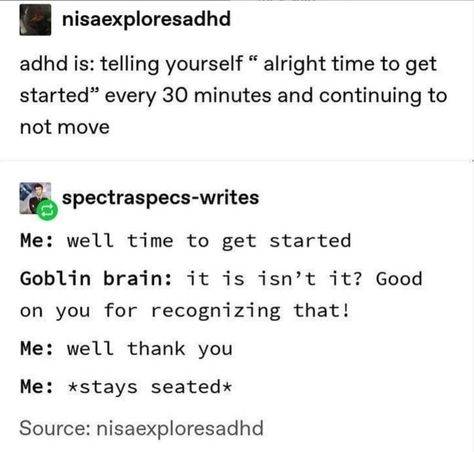 If you've got ADD or ADHD, you'll be able to relate to these funny ADD memes that try to capture the frustration of not being able to focus. #funny #humor #add #adhd Executive Dysfunction, Mental And Emotional Health, My Chemical, I Can Relate, What’s Going On, All Of Us, Emotional Health, Tumblr Funny, Front Page