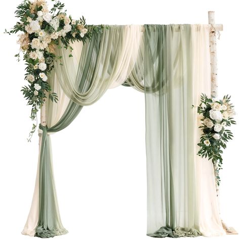 PRICES MAY VARY. Polyester COLOR INSPIRED: Create a twilight wedding atmosphere with the green sage inspirations of white & sage. Elevate your special moment on spring wedding ceremony backdrop decorations with Ling’s deluxe exquisite wedding arch flowers kit. FIT ON ARCH: Tailored for decorating 6' W x 7.5" H arch stand as photography show. Floral swags curve hanging on the arch, measuring about 6.23ft L x 1.64ft W and 2.95ft L x 1.15ft W. NEVER WILTED: Substitute for costly fresh flowers and g Sweetheart Table Flowers, Ceremony Arbor, Rose Bride, Sage Green Wedding Colors, Green Drapes, Reception Backdrop, Anniversary Decor, Wedding Color Trends, Emerald Green Weddings