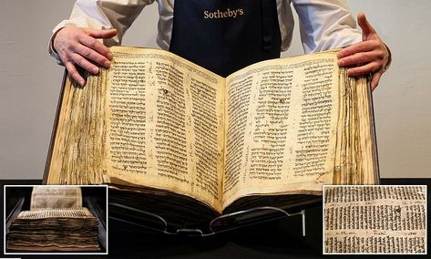 Oldest most complete Hebrew Bible created 1,100 years ago could fetch $50 MILLION at auction | Daily Mail Online Torah Scroll, Dead Sea Scrolls, What Is Today, Hebrew Bible, Historical Documents, 100 Years Ago, 50 Million, Bill Gates, Writing Styles