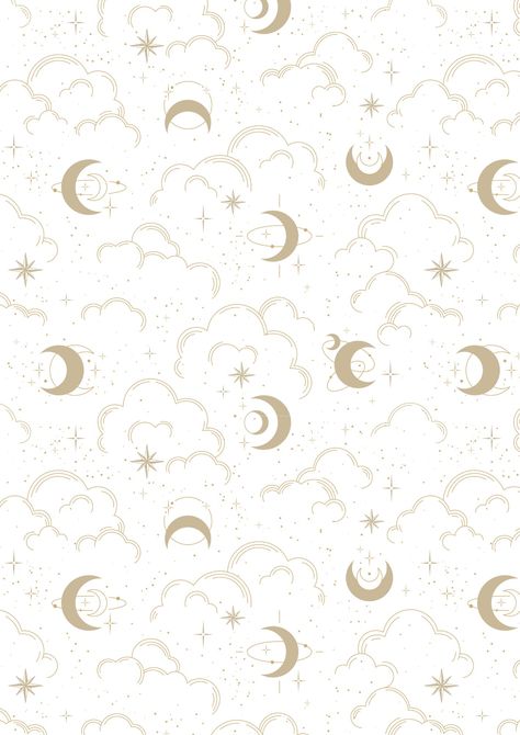 Printable Backgrounds Pattern, Star Moon Illustration, Moon Motif Design, Celestial Pattern Design, Moon Pattern Wallpaper, Cloud Pattern Wallpaper, Moon And Star Wallpaper, Cloud Pattern Design, Moon And Stars Illustration