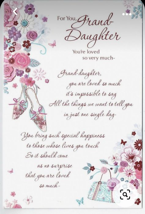 Grandaughter Birthday Quotes, Grandaughter Birthday Wishes, Free Birthday Greetings, 21st Birthday Wishes, Granddaughter Quotes, Birthday Verses For Cards, Birthday Verses, Birthday Card Ideas, Birthday Quotes For Daughter