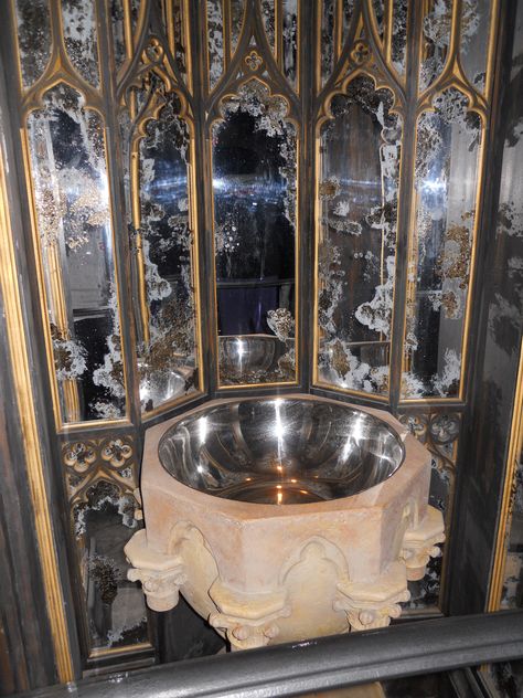 Hogwarts sink/pensieve Hogwarts Bathroom Aesthetic, Pensieve Harry Potter, Harry Potter Pensieve, Slytherin Bathroom, Hogwarts Bathroom, Magic Bathroom, Hogwarts Interior, Hogwarts Decor, Harry Potter Bathroom