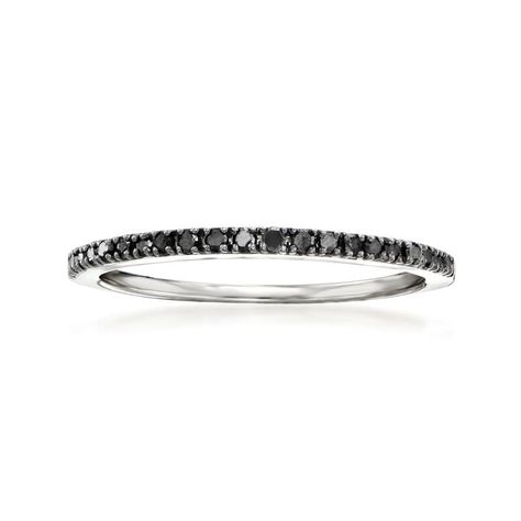 .15 ct. t.w. Black Diamond Ring in Sterling Silver. Size 5 Wedding Band With Black Diamonds, Dainty Band, Fine Jewelery, Diamond Birthstone, Black Diamond Ring, Black Diamonds, Diamond Rings Bands, Black Rhodium, Anniversary Bands