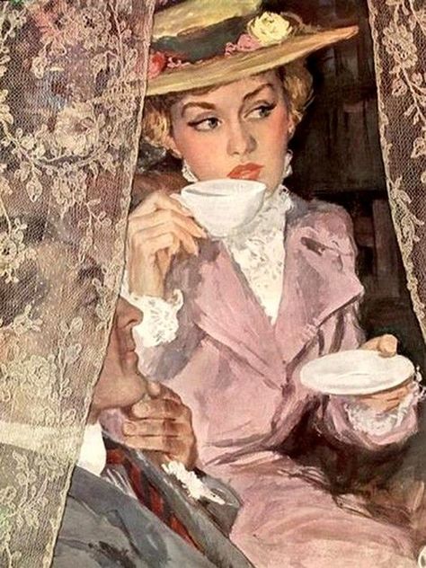 Coby Whitmore, 수채화 그림, Pulp Art, Tea Art, Poster Vintage, Coffee Art, Retro Art, Vintage Images, 그림 그리기