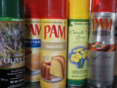 There are five different kinds of cooking spray in my kitchen cabinet:  Butter flavor, Olive Oil, Canola Oil, Baking, and Professional for high heat cooking.  ... Baked Olives, Clean Shower, Cooking Photos, Shower Walls, Cooking Spray, Cooking Guide, Cooking Art, How To Cook Steak, Eat Well