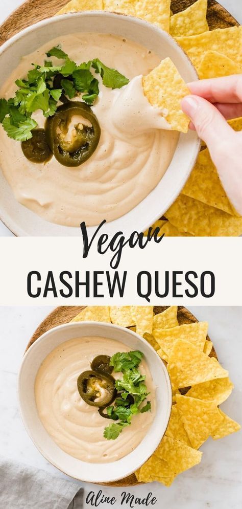 Vegan Nacho Dip, Vegan Cashew Cheese Sauce, Vegan Queso Dip, Cashew Queso, Cashew Dip, Vegan Cashew Cheese, Nacho Dip, Vegan Nachos Cheese, Nachos Recipe Easy