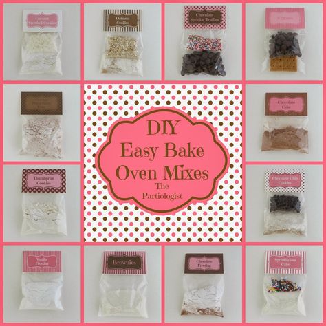 The Partiologist: DIY Easy Bake Oven Mixes! Easy Bake Oven Recipes Kids, Easy Bake Oven Refills, Easy Bake Oven Mixes, Easy Bake Oven Recipes, Oven Diy, Chocolate Thumbprint Cookies, Printable Recipes, Chocolate Peanut Butter Fudge, Easy Bake Oven